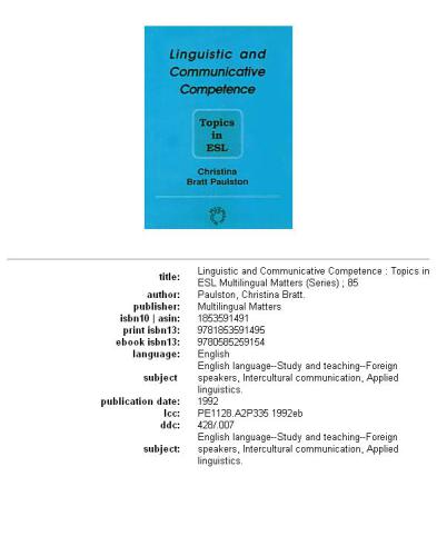 Linguistic and Communicative Competence