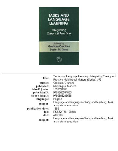 Tasks And Language Learning