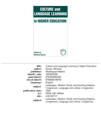 Cultural And Language Learning In Higher Education