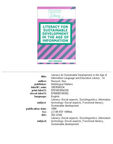 Literacy for Sustainable Development in the Age of Information (Language &amp; Education Library)