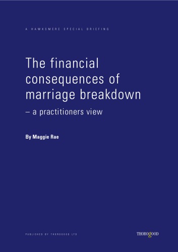 The Financial Consequences of Marriage Breakdown