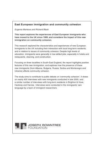 East European immigration and community cohesion