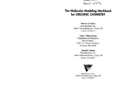 The Molecular Modeling Workbook For Organic Chemistry