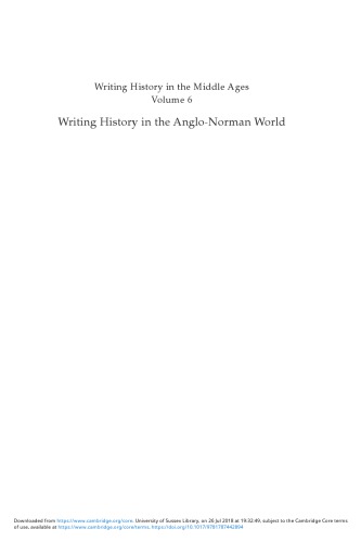 Writing History in the Anglo-Norman World