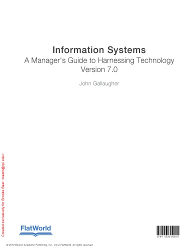 Information Systems : A Manager's Guide to Harnessing Technology.