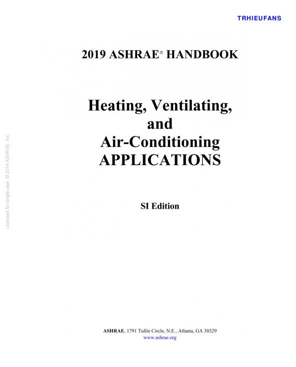 2019 ASHRAE Handbook - HVAC Applications (SI)