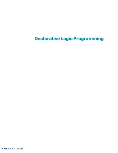 Declarative Logic Programming