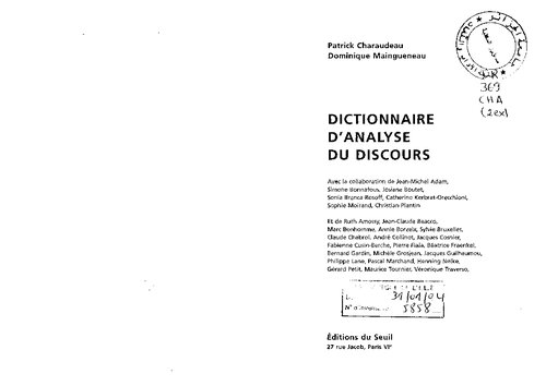 Dictionnaire D'analyse Du Discours