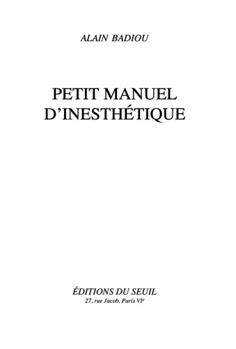 Petit manuel d'inesthétique