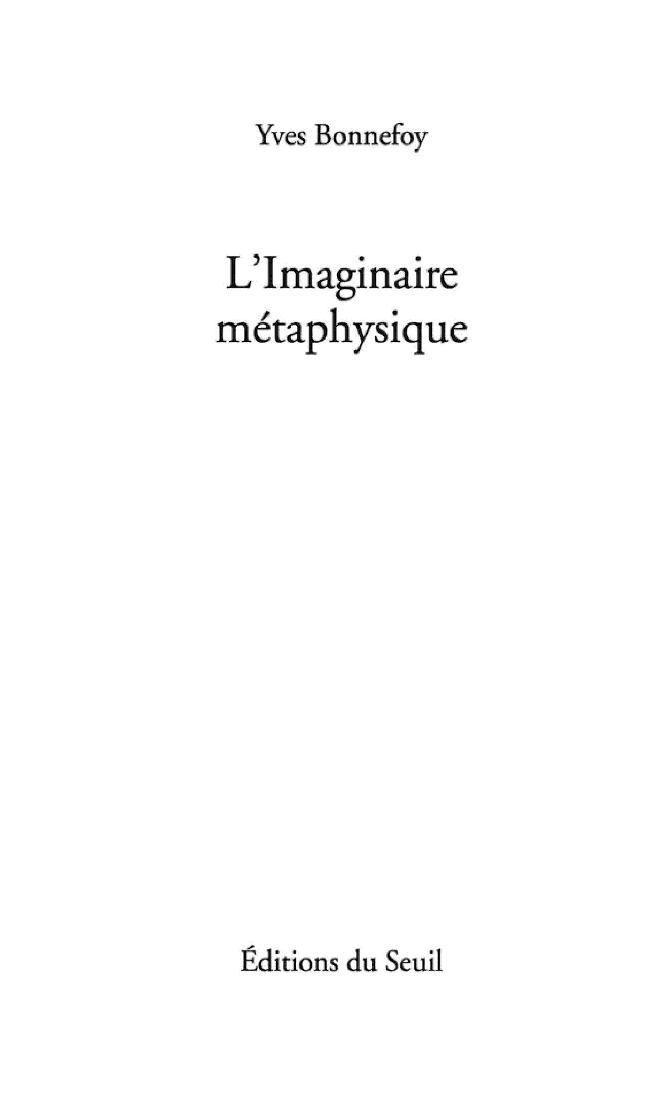 L'imaginaire métaphysique