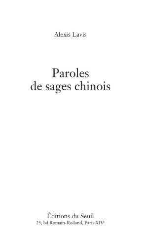 Paroles de sages chinois