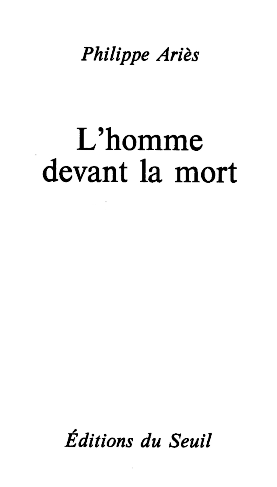 L'homme devant la mort