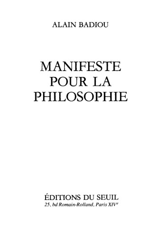 Manifeste pour la philosophie