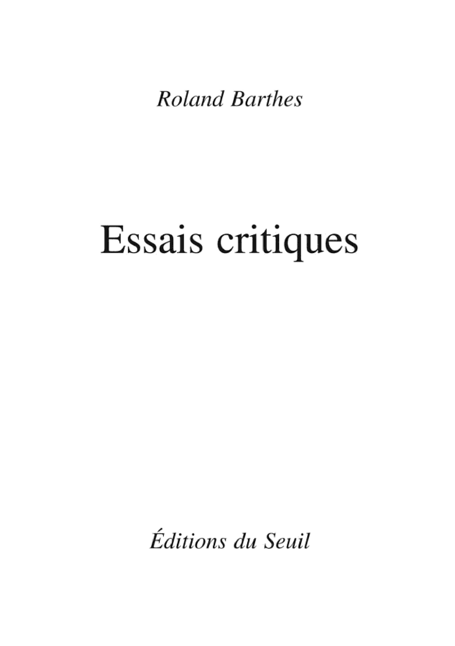 Essais critiques