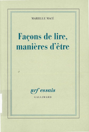 Façons de lire, manières d'être