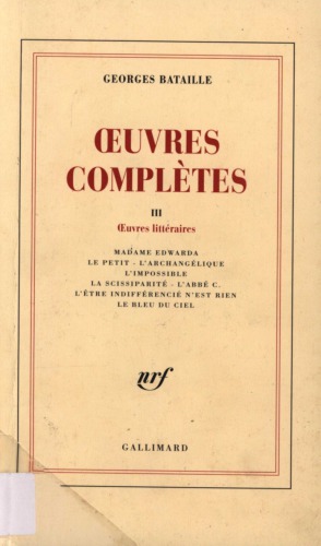 Œuvres complètes, tome III 