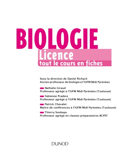 Biologie : licence : tout le cours en fiche