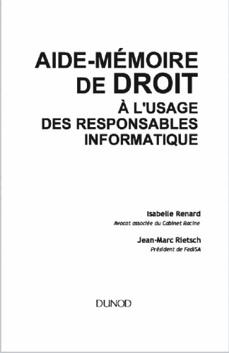 Aide-mémoire de droit à l'usage des responsables informatique