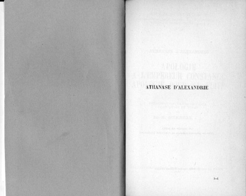 Deux apologies : à l'empereur Constance, pour sa fuite