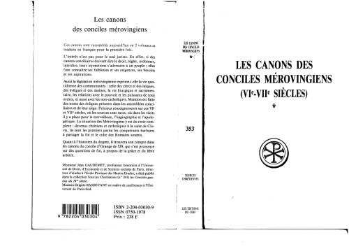 Les canons des conciles mérovingiens (VI. - VII. siècles) ; texte latin de l'édition C. de Clercq. 2