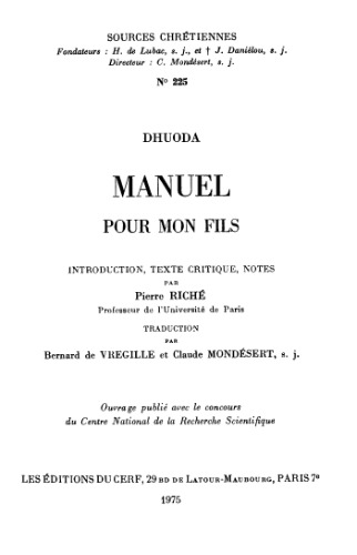 Manuel pour mon fils (Sources chrétiennes)