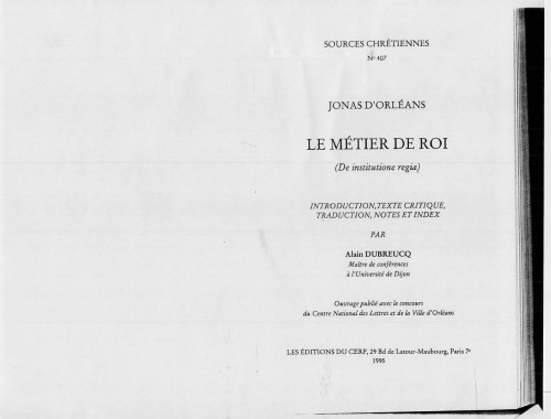 Le métier de roi = (De institutione regia)