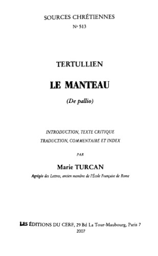 Le manteau - (De pallio)