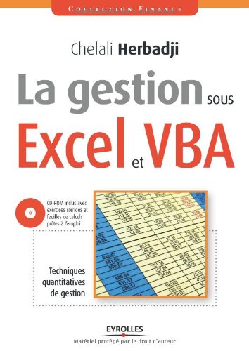 La gestion sous Excel et VBA