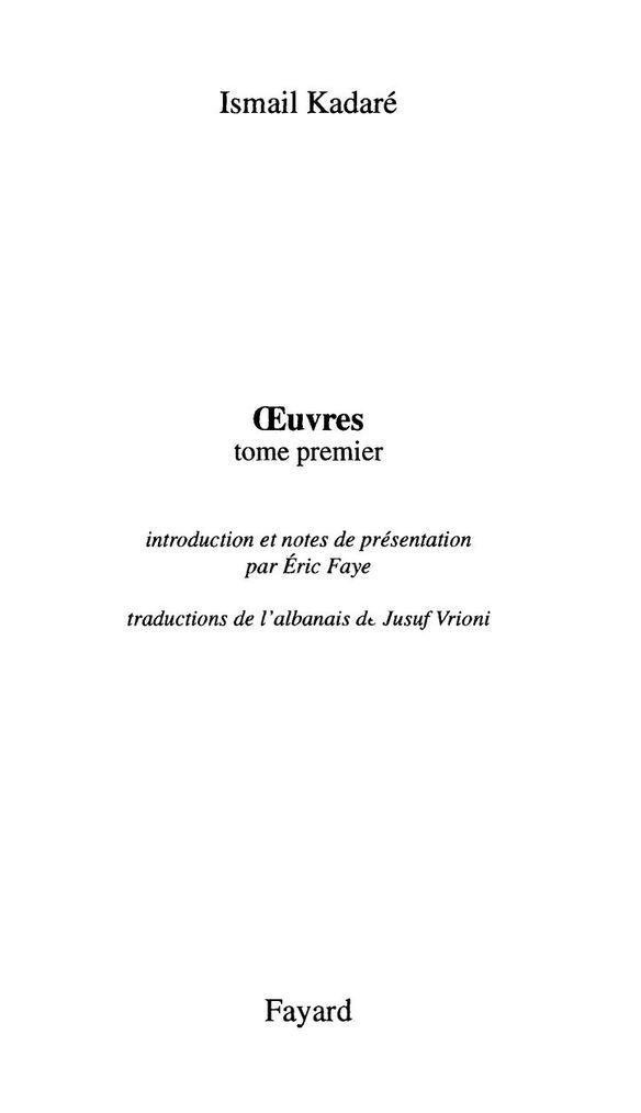 Oeuvres, tome premier