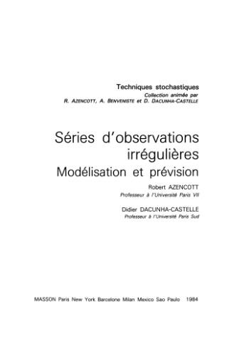 Séries d'observations irrégulières : modélisation et prévision