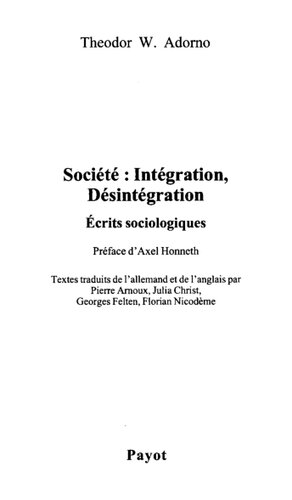 Société : intégration, désintégration