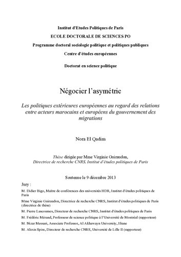Le Gouvernement Asymetrique Des Migrations. Maroc/Union Europeenne