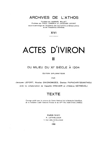 Actes D'Iviron. II