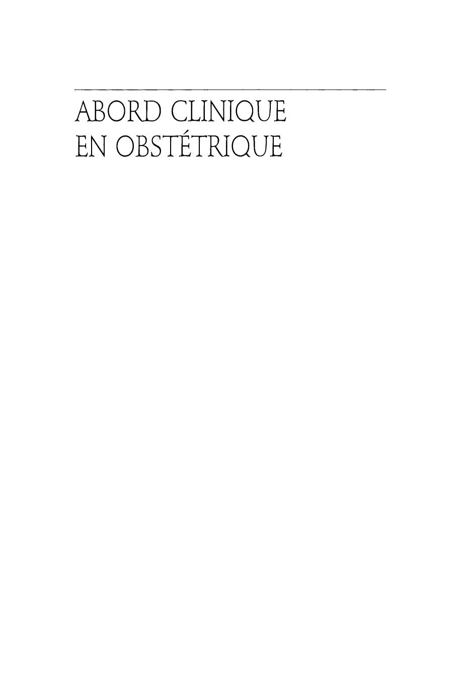 Abord Clinique En Obstetrique