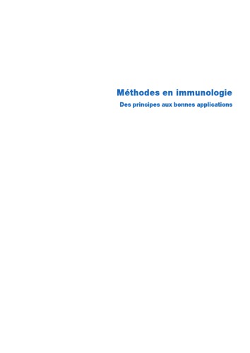 Methodes Et Techniques En Immunologie