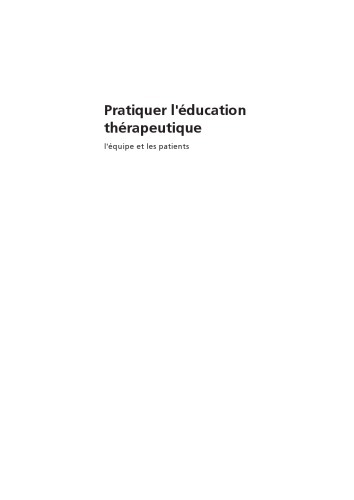 Pratiquer l'�ducation Th�rapeutique