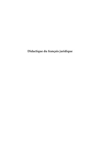 Didactique du français juridique : Français langue étrangère à visée professionnelle