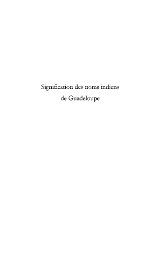 Signification des noms indiens de Guadeloupe