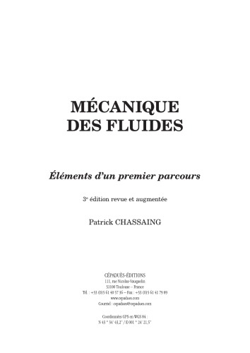 Mécanique des fluides : éléments d'un premier parcours