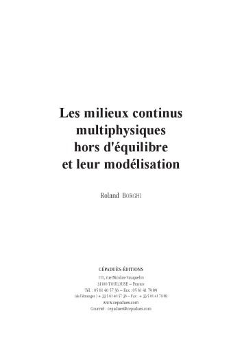 Les Milieux Continus Multiphysiques Hors D'équilibre -