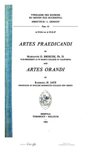 Artes Praedicandi (Typologie Des Sources Du Moyen Age Occidental)