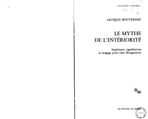 Le Mythe De L'intériorité