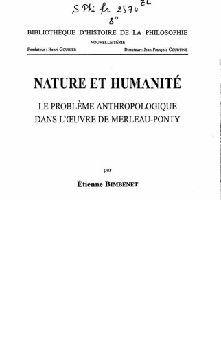 Nature Et Humanite.