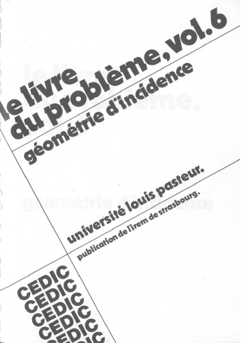 Le Livre du problème. Vol. 6, Géométrie d'incidence