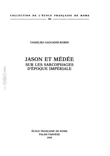 Jason et Médée : sur les sarcophages d'époque impériale