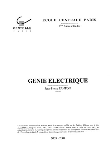 Electrotechnique : machines et réseaux