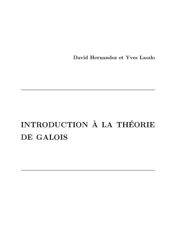 Introduction à la théorie de Galois