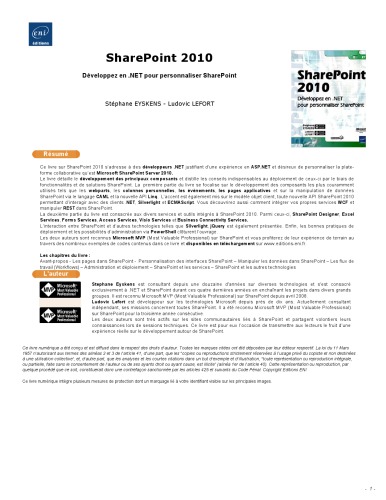 SharePoint 2010 : développez en .NET pour personnaliser Sharepoint