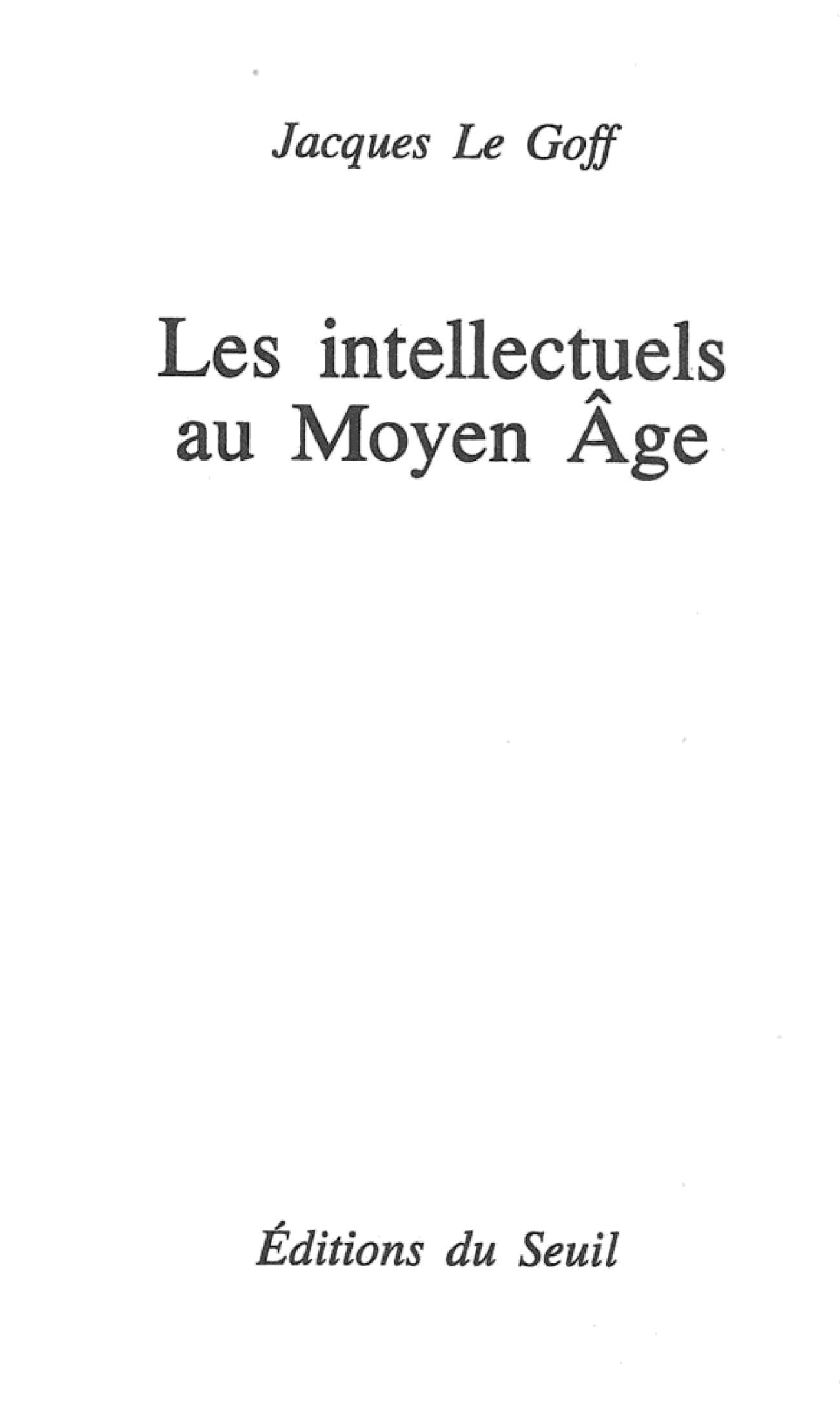 Les intellectuels au moyen age