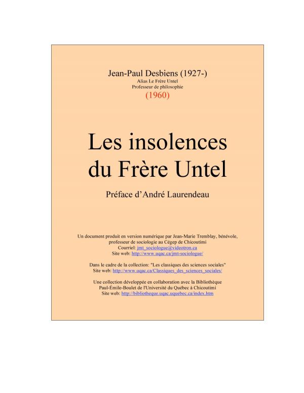 Les insolences du frère Untel